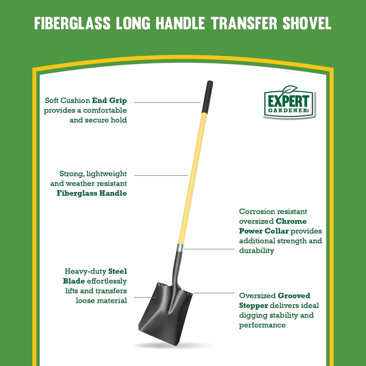 Expert Gardener 57.67" Fiberglass Long Handle Transfer Shovel